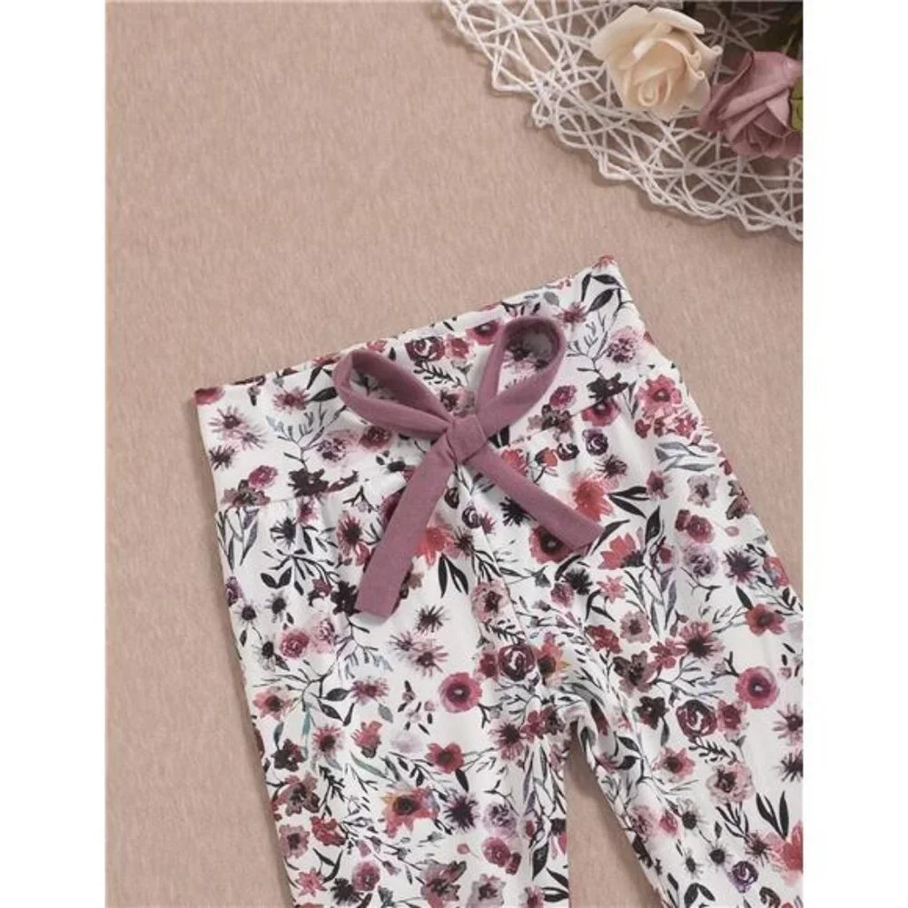 Baby Girl Fall Hoodie Tops Floral Pant with‎ Cute Headband Baby Girl Dresses